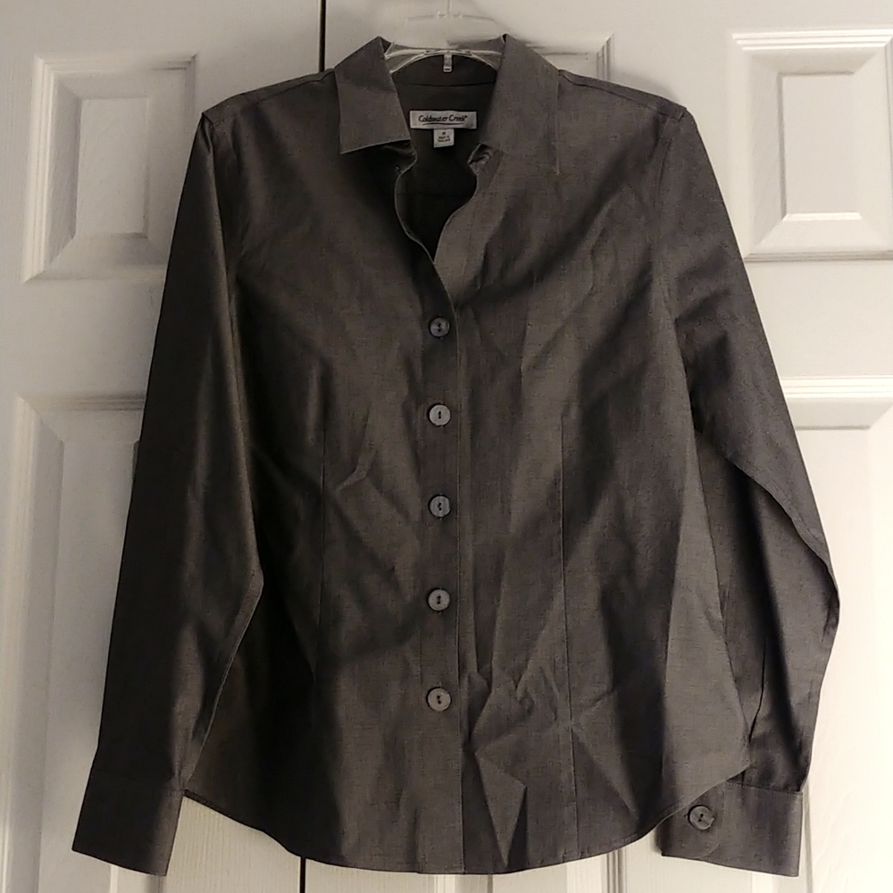 Coldwater Creek Women's Long Sleeved Dress Shirt - V Neck Button Front
